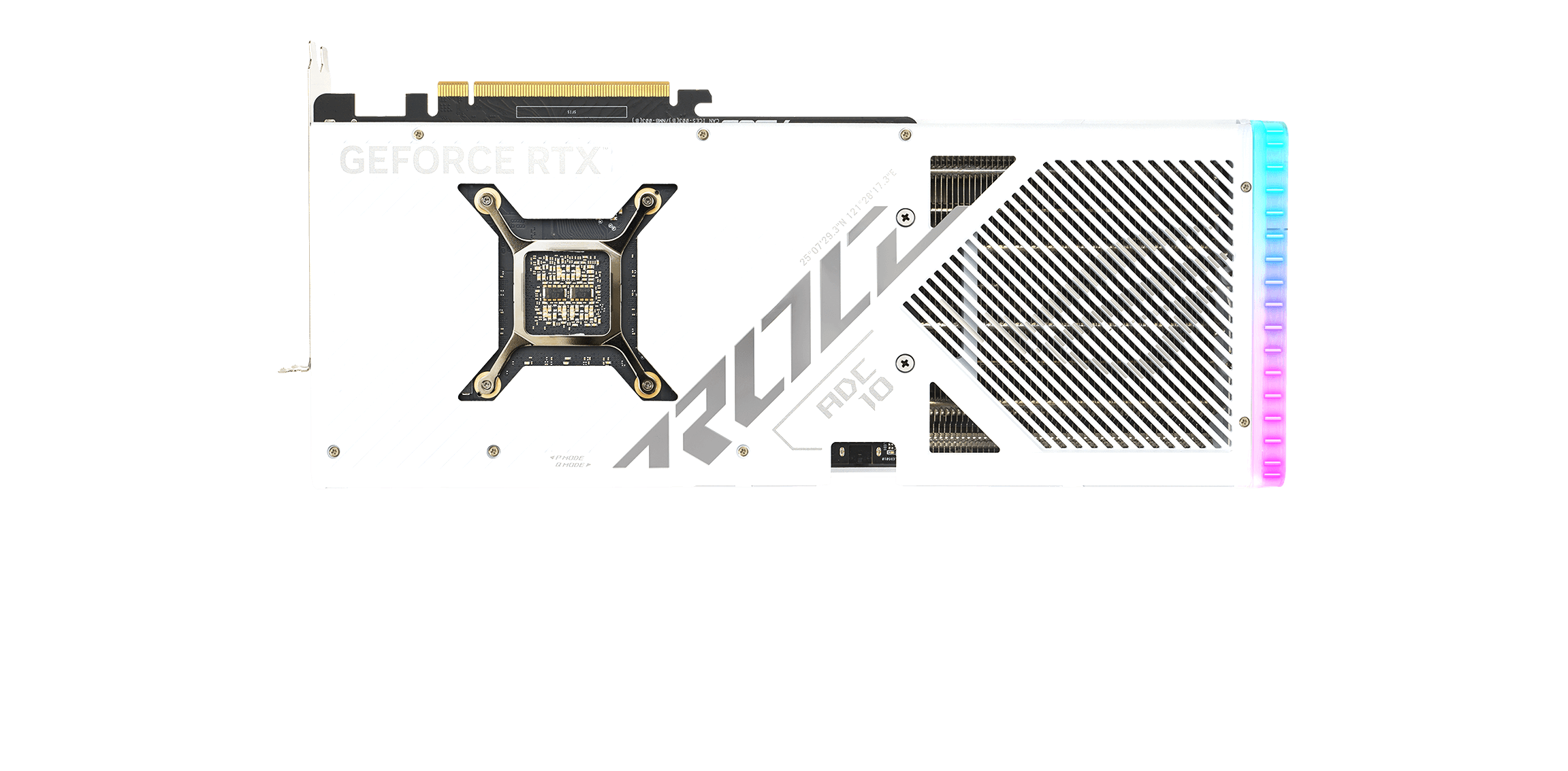 Rear view of the ROG Strix GeForce RTX 4080 graphics card.