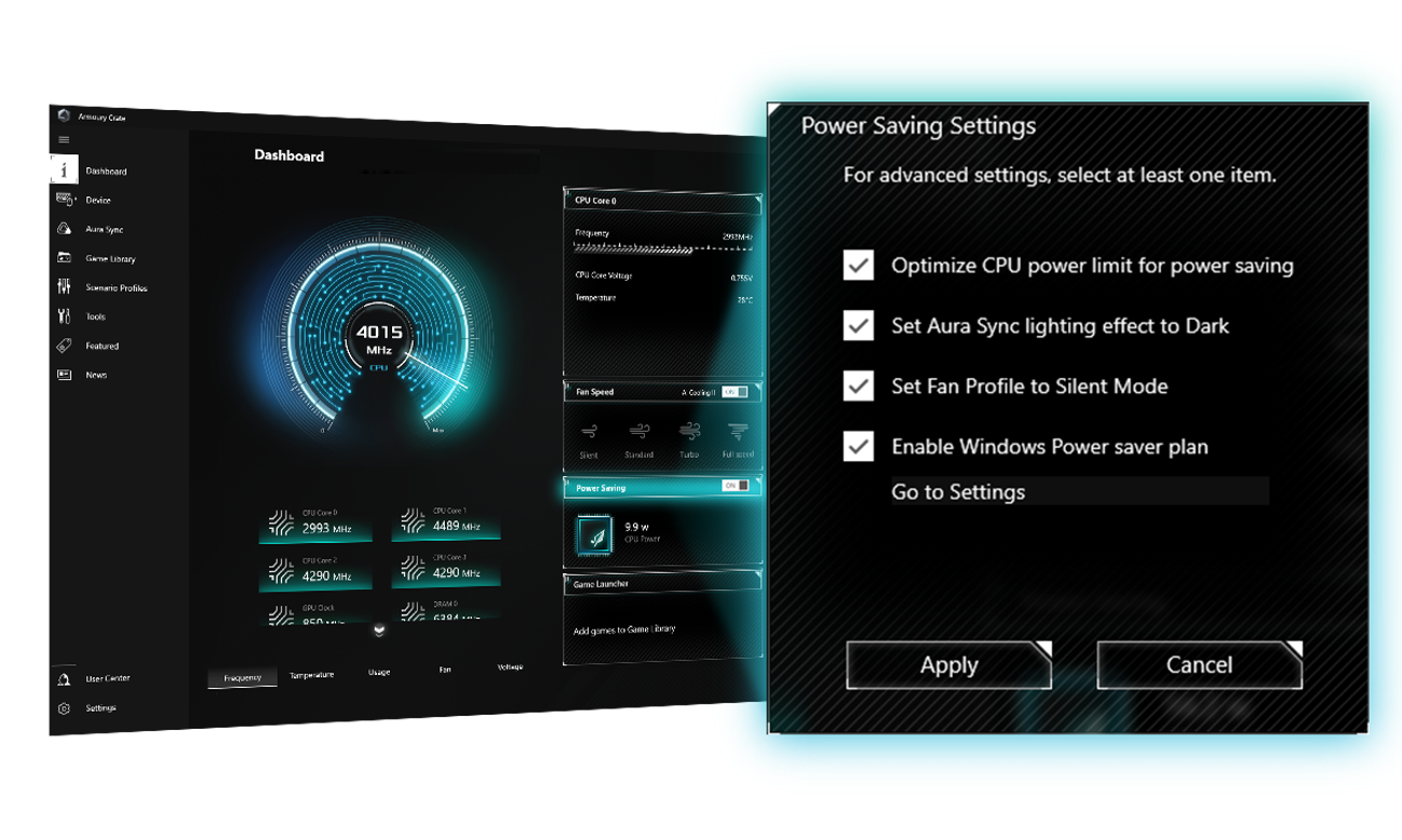 UI of Power Saving settings