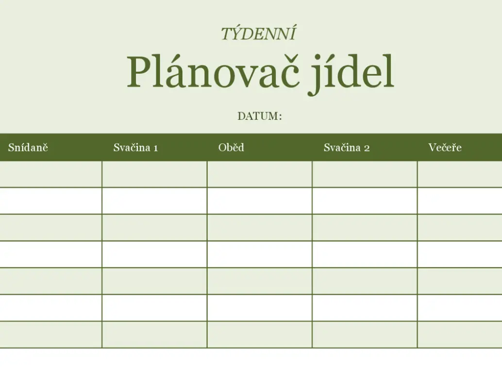 Týdenní plánovač jídel green modern-simple