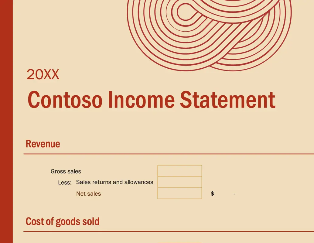 Small business income statement orange modern simple