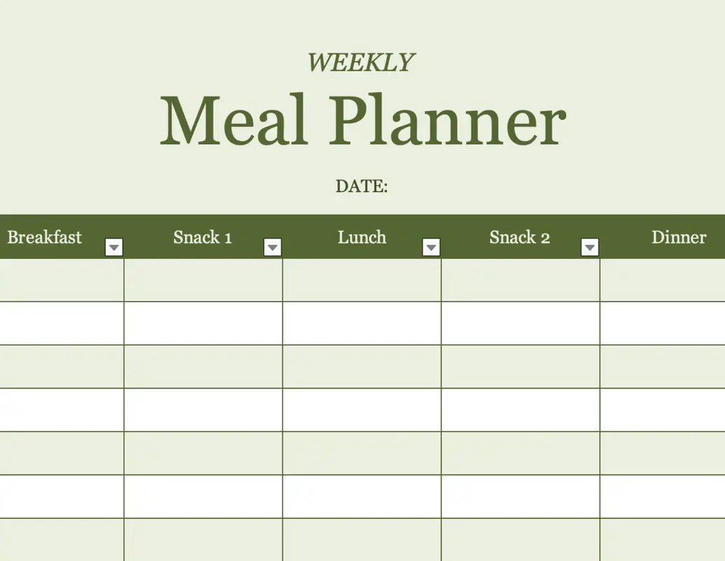 Weekly Meal planner green modern-simple