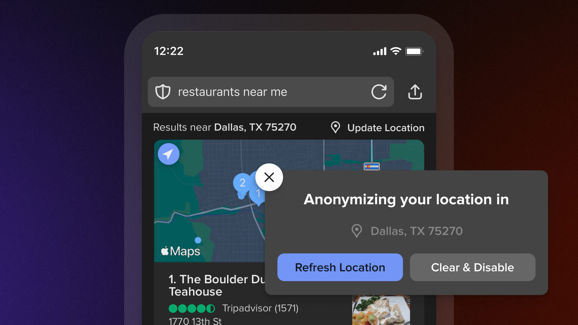 Improved Anonymized Location Menu