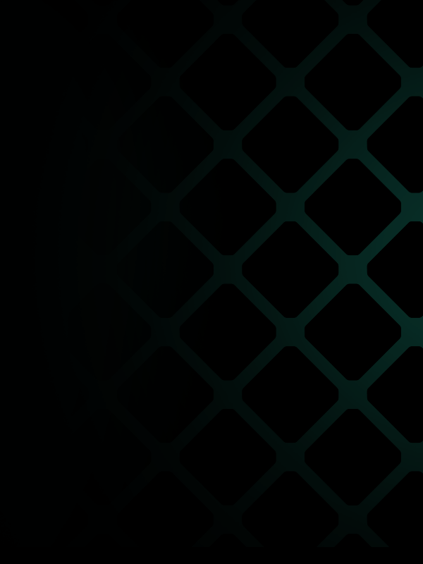 A dark abstract background with a diamond grid pattern. The grid is turquoise and fades into the darkness towards the edges, creating a subtle gradient effect. The grid lines are thick and prominent, giving a sense of depth to the design.