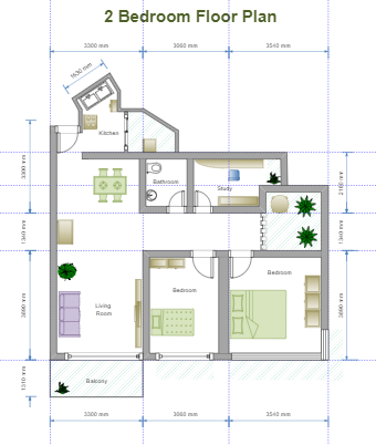 2 Bedroom Floor Plan