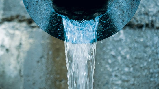 water flowing from a set of pipes