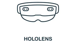 a simple drawing of a hololens headset with the words hololens