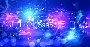 SaaS written on a technology background