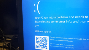 microsoft Windows 10 Blue screen of death on a display