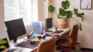 empty desks in an office