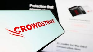 CrowdStrike logo on a phone screen