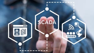 Operator using virtual screen presses text: SCADA. Supervisory Control And Data Acquisition ( SCADA )