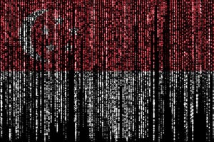 Flag of Singapore in digital code