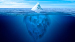 Tip of an iceberg with a view of the larger iceberg out of sight