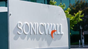 SonicWall logo on company building wall