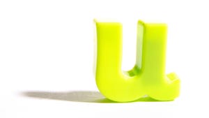 An undercase, lime green-colored 'u'