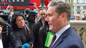 Sir Keir Starmer being interviewed by the press