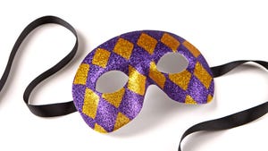 A purple and orange mask