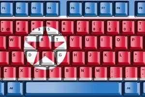 The North Korean flag printed on a keyboard