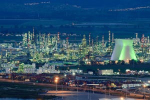 Refinery in Haifa Israel at sunset