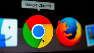 A closeup of the Google Chrome application in the dock of a computer screen