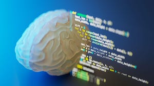 A brain with computer code beside it