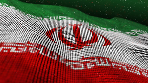 Pixelated version of green, red, and while Iranian flag