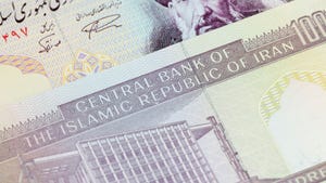 A close up of Iran's rial reading "Central Bank of the Islamic Republic of Iran"