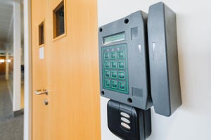 Card reader at an office door to allow access