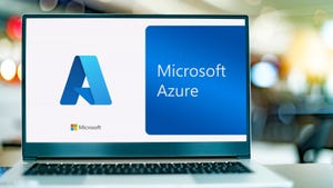 Laptop computer with landing page for Microsoft Azure