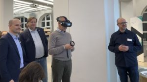 People trialling VR headsets