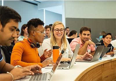 students collaborating in a classroom