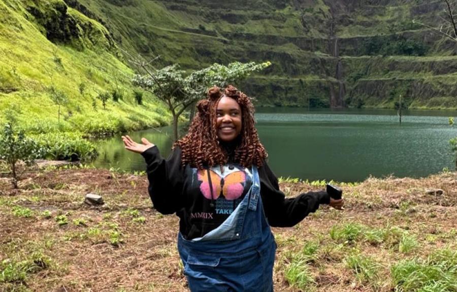 Jaliah Smith standing in front of Lake