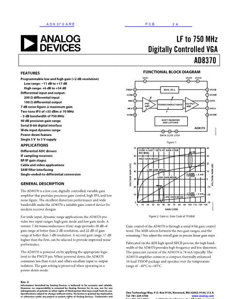 AD8370ARE数据手册封面