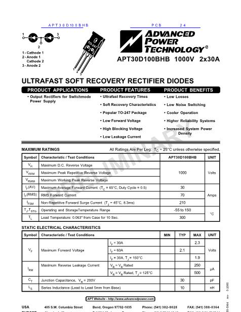 APT30D100BHB数据手册封面