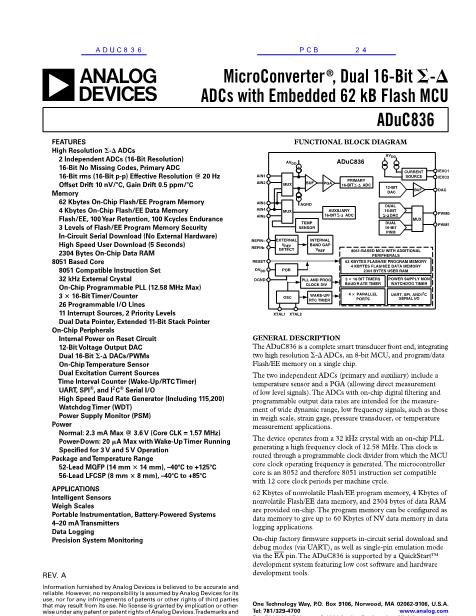 ADUC836数据手册封面