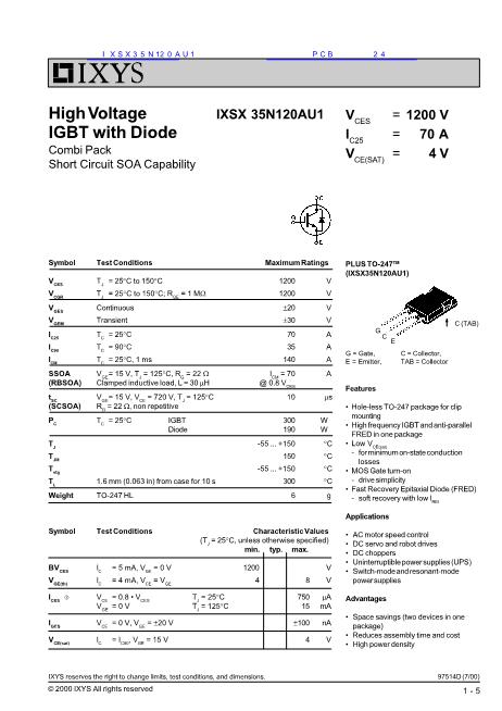 IXSX35N120AU1数据手册封面