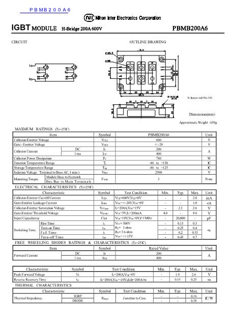 PBMB200A6数据手册封面