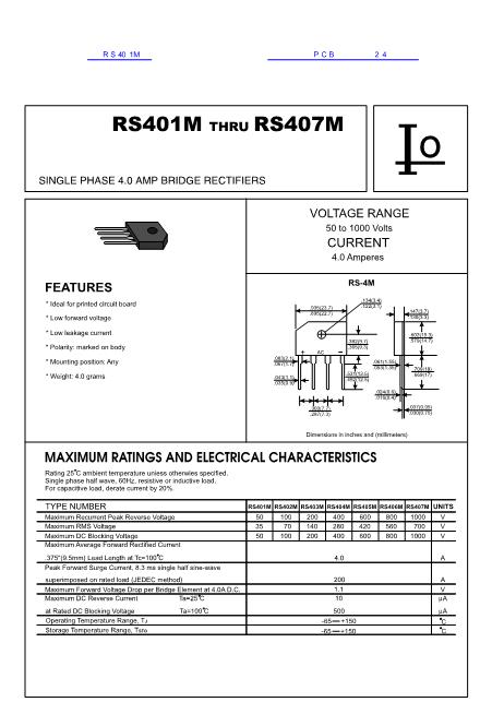 RS401M数据手册封面