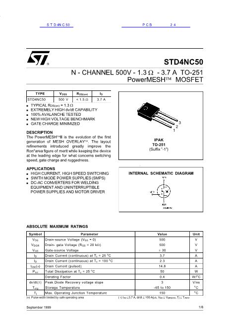 STD4NC50数据手册封面