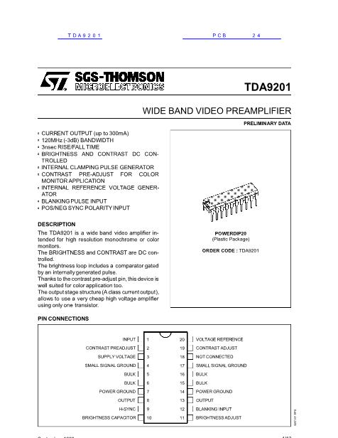 TDA9201数据手册封面