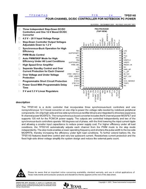 TPS5140PAG数据手册封面