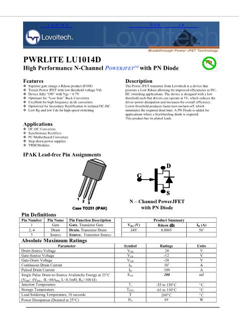 LU1014D数据手册封面