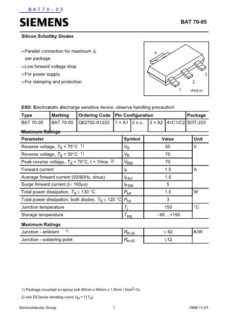 BAT70-05数据手册封面