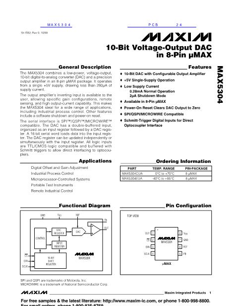 MAX5304数据手册封面