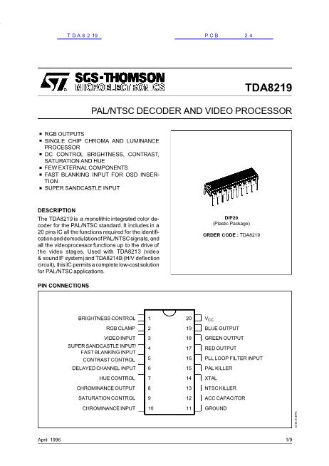 TDA8219数据手册封面