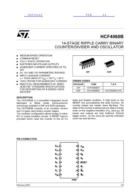 HCF4060数据手册封面