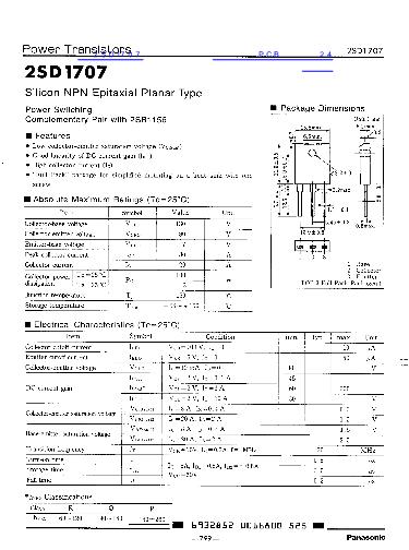 2SD1707数据手册封面