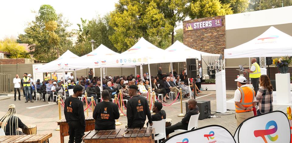 helmets handing out at the TotalEnergies Senderwood service station in Johannesburg - see description hereafter