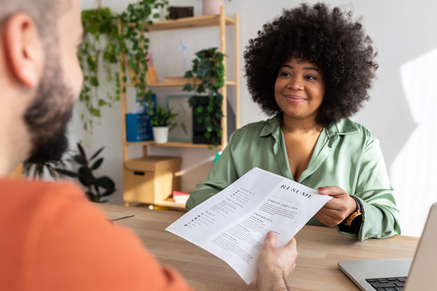 An employer reviews a candidate's resume.