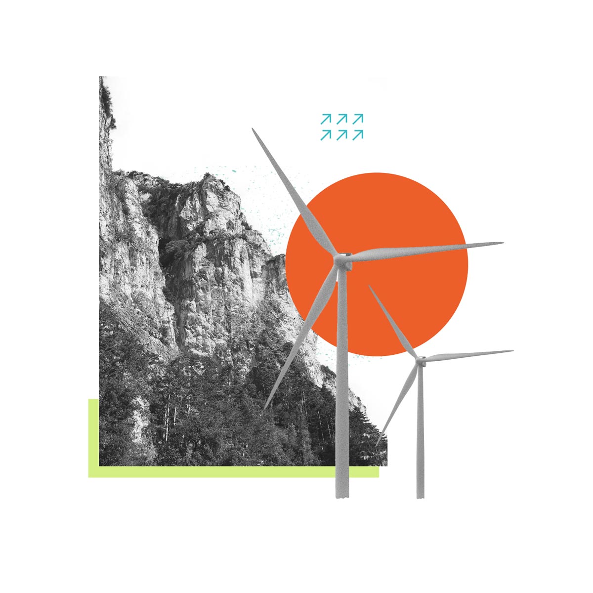 Collage illustration with renewable energy and 